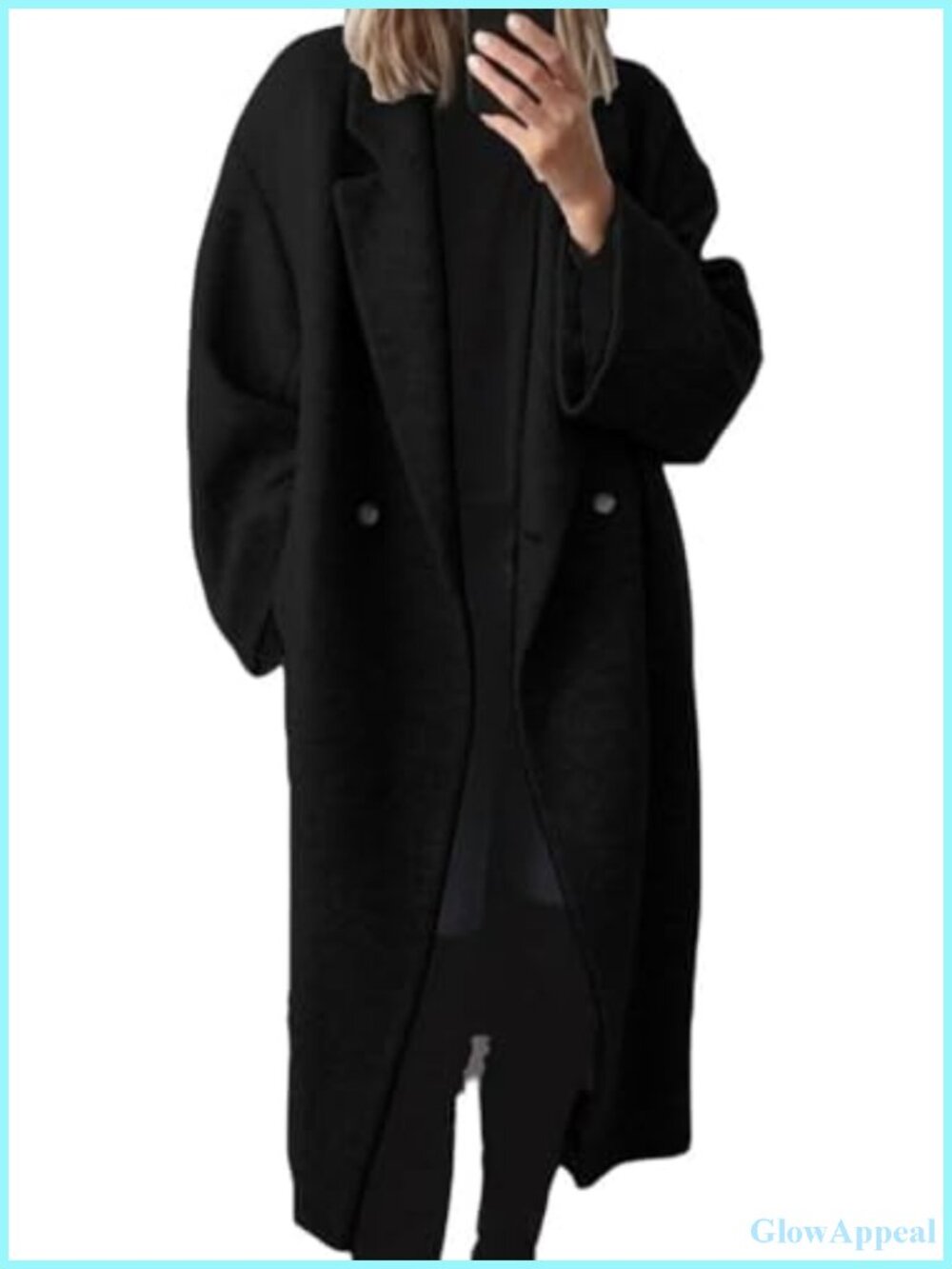 Women's Double Breasted Wool Blend Pea Coat with Pockets